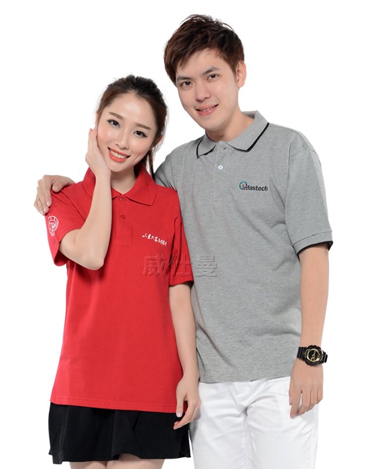 polo衫企業(yè)定制純棉短袖翻領(lǐng)工作服刺繡印logo