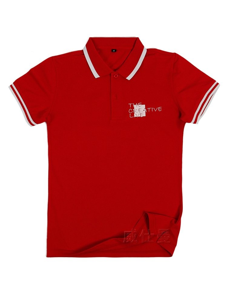 絲光棉翻領(lǐng)插色廣告衫印制logo